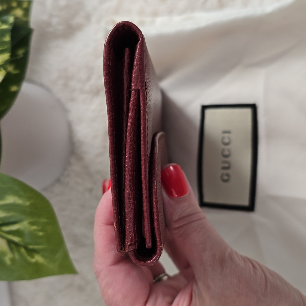 Gucci Vintage Burgundy Leather Long Wallet with COA, EUC - Picture 12 of 13